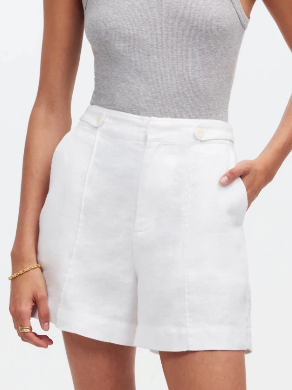 Madewell Clean Button-Tab Women’s Shorts- 100% Linen - 4 In - Size 12